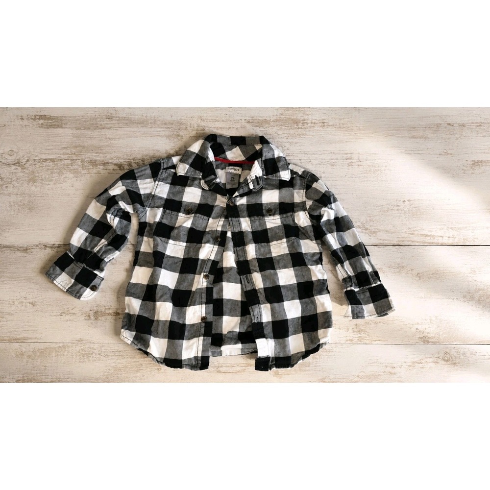 This is a Carter's Toddler Boys Plaid Flannel Button-Down Shirt. It is a classic